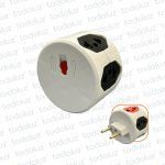 Ficha Multiple 6T Circular (Hembra Euroamericano/Padron Brasilero +T 10A)(Macho Padron Brasilero s/ T 10A 250V c/ Fusible (2)