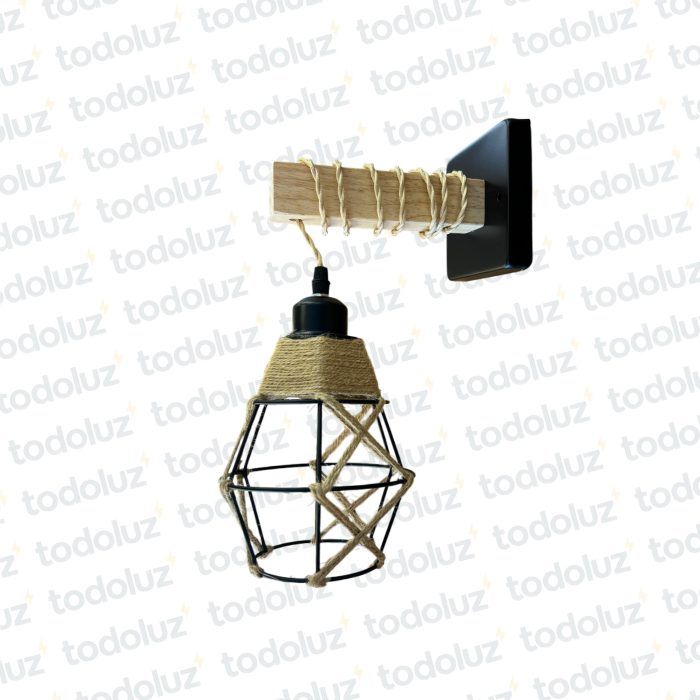 Aplique Estilo Vintage Detalle Madera c/Cuerda 1*E27 (50.543)