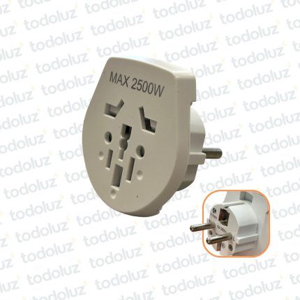 Ficha Adaptadora Multinorma 10A 250V p/ Tomacte. Schuko Conatel