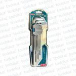 Juego de 9 Llaves Allen brazo largo MM-1.5/2/2.5/3/4/5/6/8/10 Total