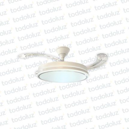 Ventilador de Techo Blanco c/ Plafon Triple Tono Luz c/ Control y Aspas Plegables (60.016)