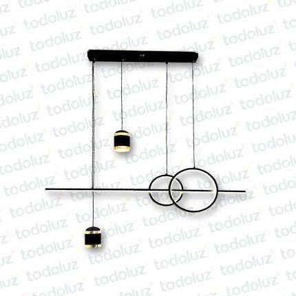Colgante Barra Horizontal Negro Doble Aro + Doble Cilindro 3Tonos Led Incorp. (54.1005) (LIQUIDACION)