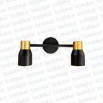 Aplique B. Circular Doble Cabezal Negro Det. Dorado 2*GU10 (50.545)