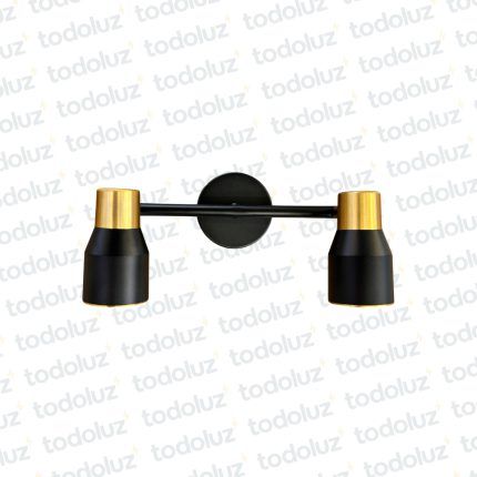 Aplique B. Circular Doble Cabezal Negro Det. Dorado 2*GU10 (50.545)
