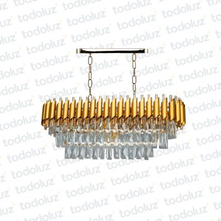 Colgante Rectangular Dorado c/Cadena Triple Nivel Cristales 8*E14 (54.1067)