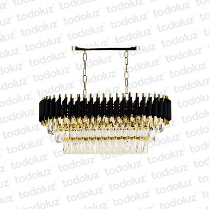 Colgante Rectangular Combinado Dorado/Negro c/Cadena Triple Nivel Cristales 8*E14 (54.1067)