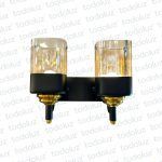 Aplique Doble Negro Det. Dorado Tulipa Vd. Caramelo 2*E27 (50.550)