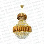 Araña Doble Nivel Dorado con Cristales Transp. 15*E14 (53.150)