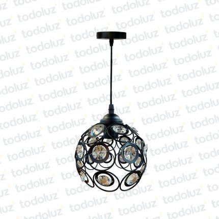 Colgante Semiesferico Metalico Negro c/Detalle Cristal 1*E27 (54.1022)