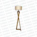 Luminaria de Pie Madera Tipo Z 160cm Pantalla Circular Lino (ø40cm) (56.219)