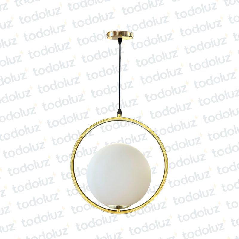 Colgante Aro Dorado c/Esfera Blanca 1*E27 (54.892)