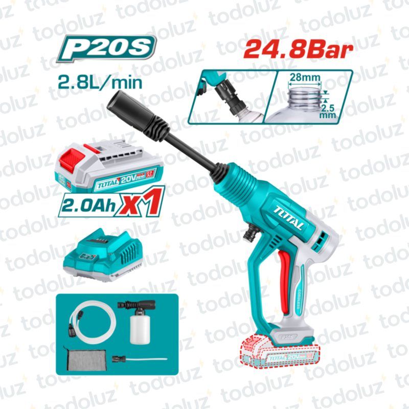 Hidrolavadora 24.8Bar 20Vdc (1 Bateria 2.0Ah + 1 Cargador) Total