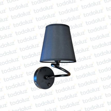 Aplique p/Pared Base Circular Negro Brazo Onda Pantalla Negro 1*E27 (50.548)