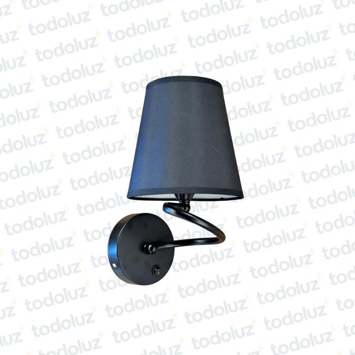 Aplique p/Pared Base Circular Negro Brazo Onda Pantalla Negro 1*E27 (50.548)