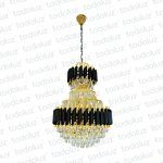 Araña Doble Nivel Negro con Cristales Transp. 15*E14 (53.150)