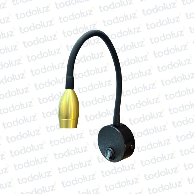 Aplique B. Circular Negro Brazo Flexible Det. Dorado 1w 6500°k Led Incorp.(50.552)