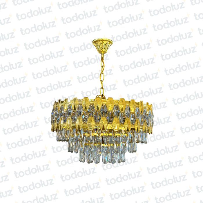Colgante Circular Dorado C/Cristales Transparentes 7*E14 (53.149)