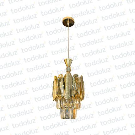 Colgante Cilindrico Dorado c/Cristales Transp. 1*E27 (54.1087)
