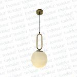 Colgante Arco Oval Dorado Esfera Vd. Blanco 1*E27 (54.1079)