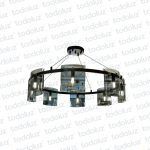 Colgante Circular Negro c/Vidrio Frontal Curvo Fume 8*G9 (54.1073)