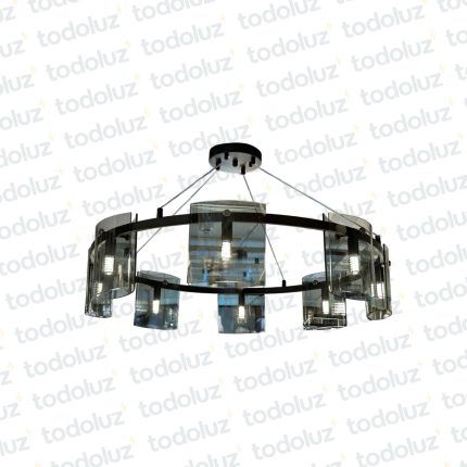 Colgante Circular Negro c/Vidrio Frontal Curvo Fume 8*G9 (54.1073)