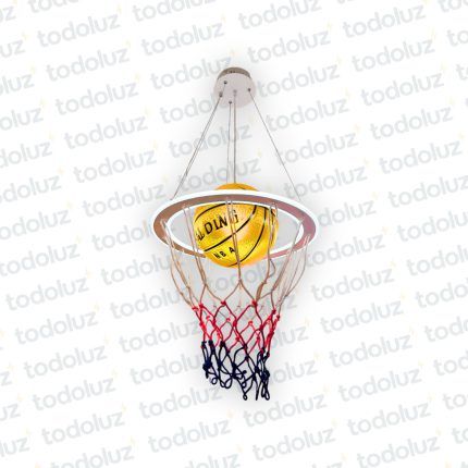 Colgante Arco Basketball Blanco Pelota Color Mostaza Led Incorp. Triple Tono (54.1056)