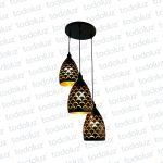 Colgante Triple Oval Negro F/Dorado Diseño Medialuna 3*E27 (54.1061)