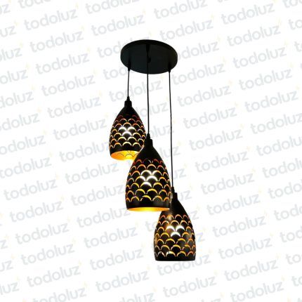 Colgante Triple Oval Negro F/Dorado Diseño Medialuna 3*E27 (54.1061)