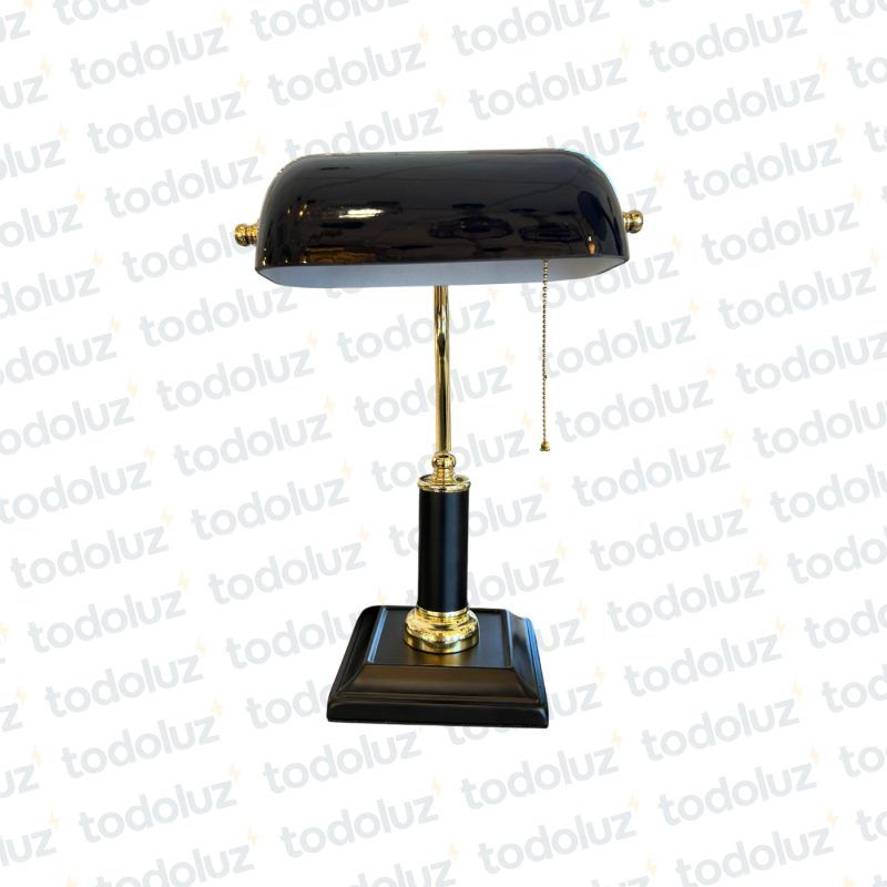 Luminaria de Mesa Banquero Negro Det. Dorado 1*E27 (56.247)