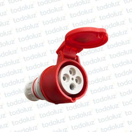 Ficha Hembra Industrial 6H 3x16A+T (4 Pin) IP44 380-415V Rojo Eletromar