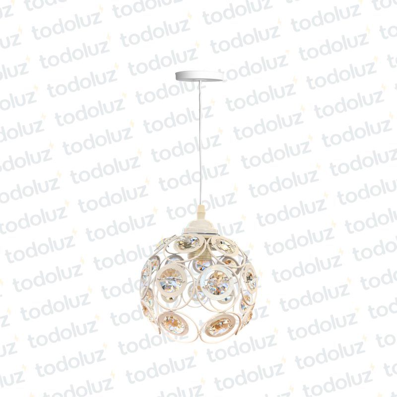 Colgante Semiesferico Metalico Blanco c/Detalle Cristal 1*E27 (54.1022)