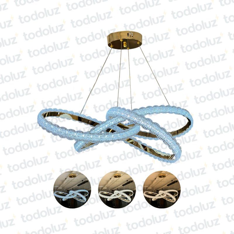 Colgante Entrelazado Dorado c/Cristales Triple Tono Led Integrado (54.1074)