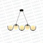 Colgante Onda Sinusoidal Negro c/Esferas Vd. Blanco 5*E27 (54.865)