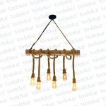 Colgante Barra Horizontal Bambu c/Cuerda 6*E27 (54.1086)