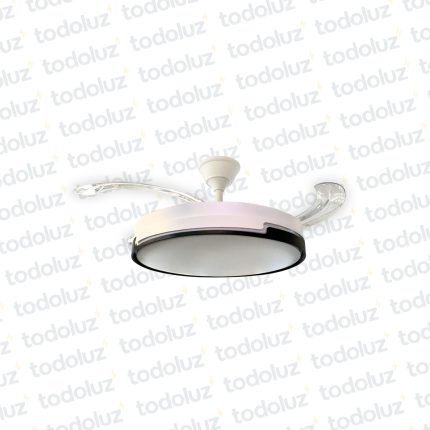 Ventilador de Techo Negro c/ Plafon Triple Tono Luz c/ Control y Aspas Plegables (60.015)