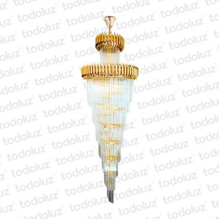 Colgante Cascada 34 Luces Dorado c/Cristales Transparentes 34*E14 (54.1101)