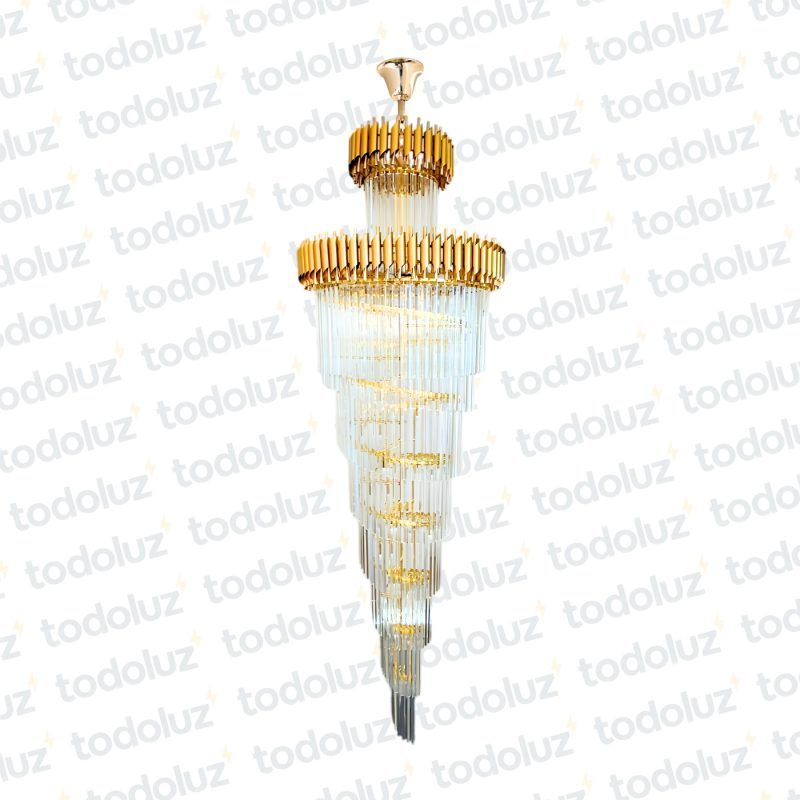 Colgante Cascada 34 Luces Dorado c/Cristales Transparentes 34*E14 (54.1101)