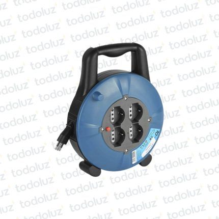 Prolongador de 4 Tomactes. Schuko c/ Prot. Termico + Carretel 10mts