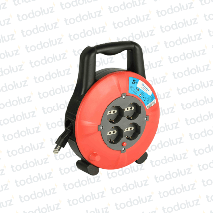 Prolongador de 4 Tomactes. Schuko c/ Prot. Termico + Carretel 5mts