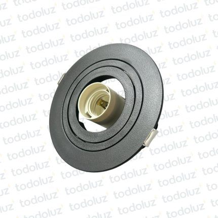Spot Embutir Redondo Plano Movil Negro p/Lamp. Par20 1*E27