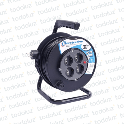 Prolongador de 4 Tomactes. Schuko c/ Prot. Termico + Carretel 30mts