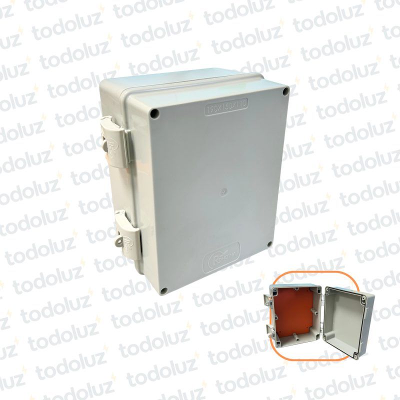 Gabinete Ext Plastico 190x150x110mm Gris IP66 c/ Placa de Montaje Tapa Opaco