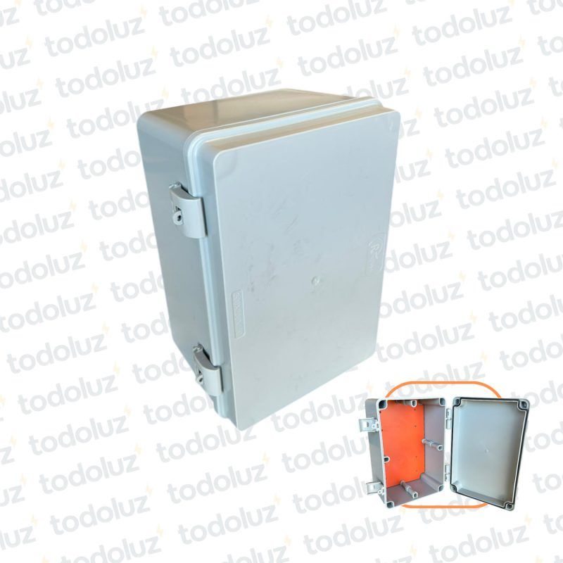 Gabinete Ext Plastico 300x200x150mm Gris IP68 c/ Placa de Montaje Tapa Opaco