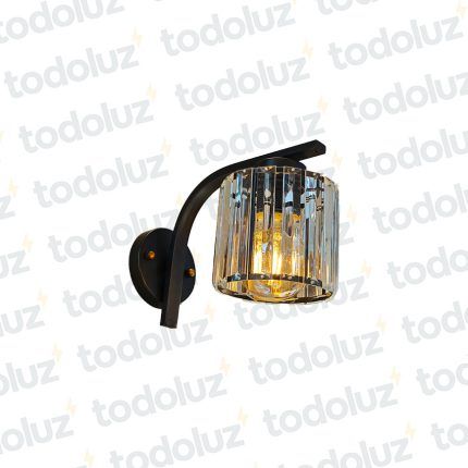 Aplique Cilindrico Negro c/Cristales Transparentes 1*E27 (50.460)