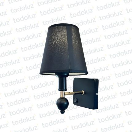 Aplique p/Pared Negro Base Cuadrada Det. Dorado Pantalla Negro 1*E27 (50.547)