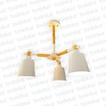 Araña de 3Luces Blanco c/Det. Madera Brazos Rectos 3*E27 (53.151)