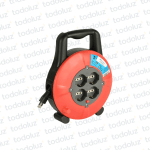 Prolongador con Carretel 5mts de 4 Tomactes. Schuko c/ Prot. Termico