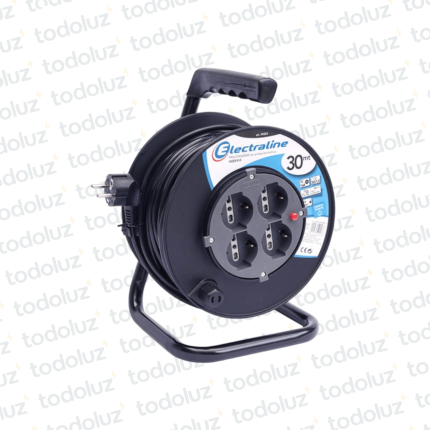Prolongador con Carretel 30mts de 4 Tomactes. Schuko c/ Prot. Termico