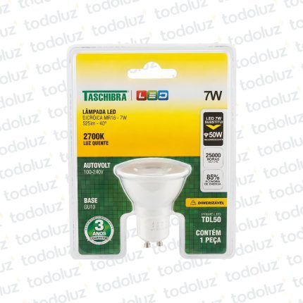 Lamp. Dicroica Led GU10 7W Calido Dimerizable 100-240V