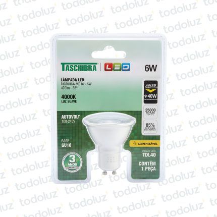 Lamp. Dicroica Led GU10 6W Neutro Dimerizable 100-240V